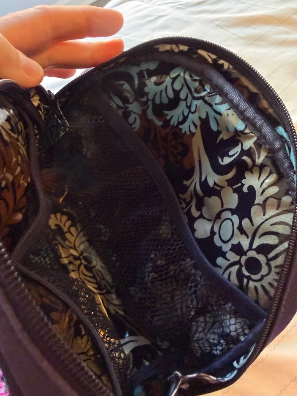 Vera Bradley Quilted Deep Navy Cosmetic plastic lined bag